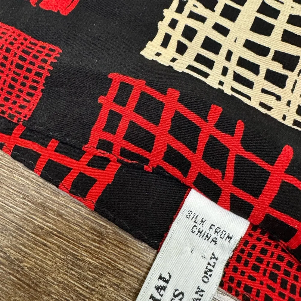 Essential Classics Red Black Tan Silk Patterned Women's‎ Scarf Stylish Lightwt